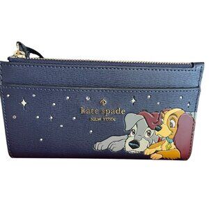 Kate Spade Disney Lady And The Tramp Large Slim Card Holder Wallet KH620 New